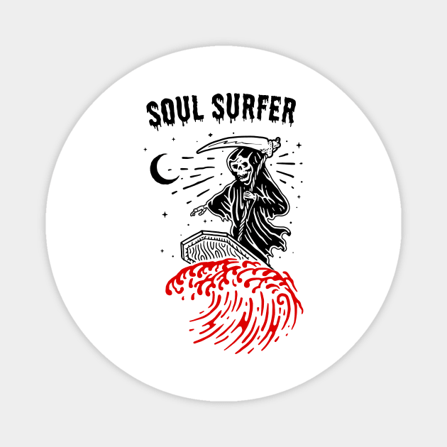 Soul Surfer Funny Grim Reaper Edit Magnet by Strangeology